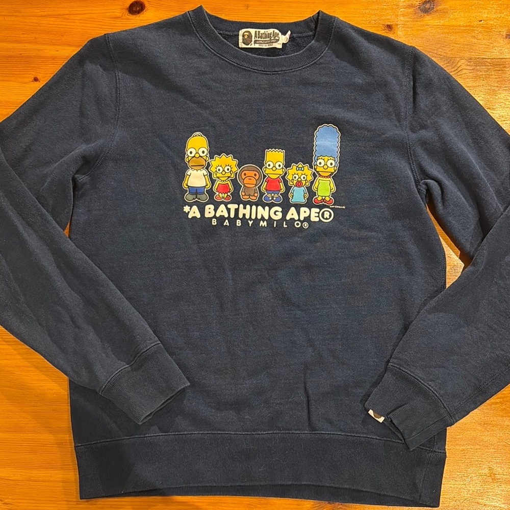 Bape Blue Crewneck Sweater with Vibrant Graphic Design